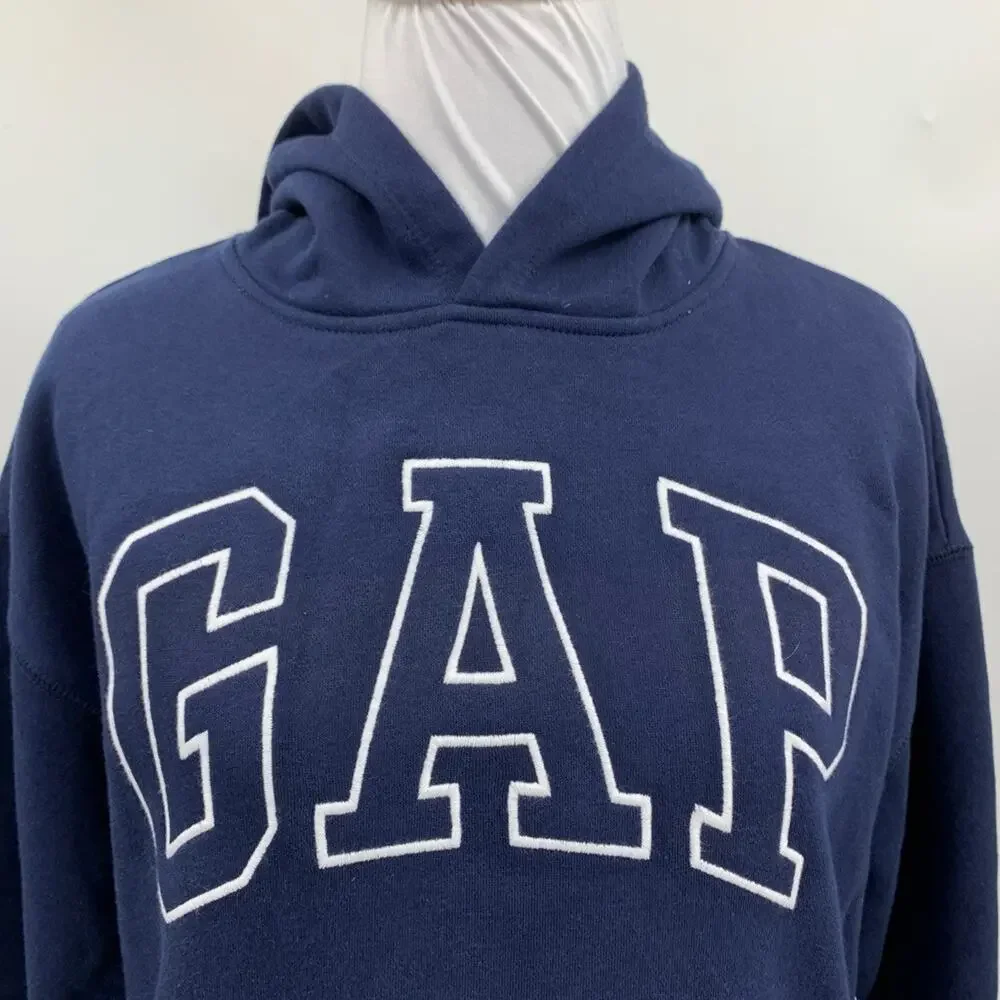 Gap Sweatshirt Girls XL Extra Large 12 Navy White Arch Logo Fleece Lined Hoodie